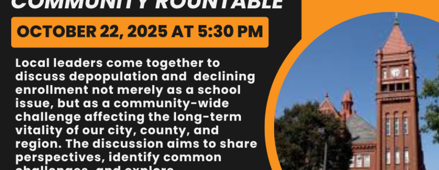 Red Oak Community School District will host a Rural Depopulation and Declining Enrollment Community Roundtable