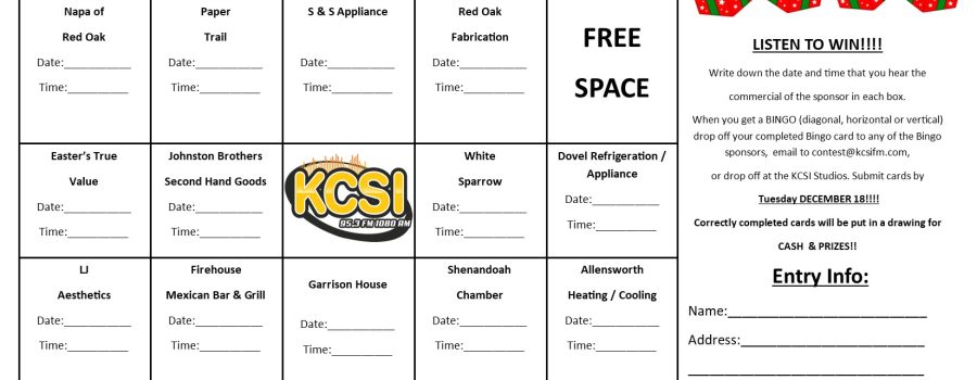 Listen to WIN with KCSI’s Holiday Bingo!