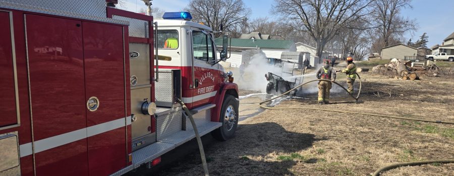 UTV fire reported in Villisca Saturday morning