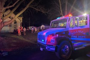 Firefighters from multiple southwest Iowa communities responded to a residential structure fire Saturday evening in Nodaway