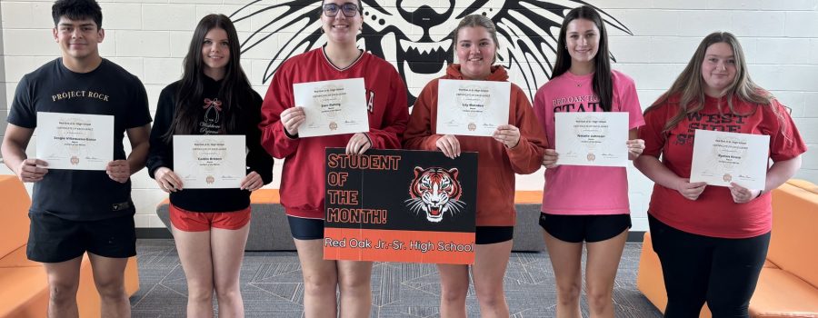 Red Oak Jr. / Sr. High School March Students of the Month!