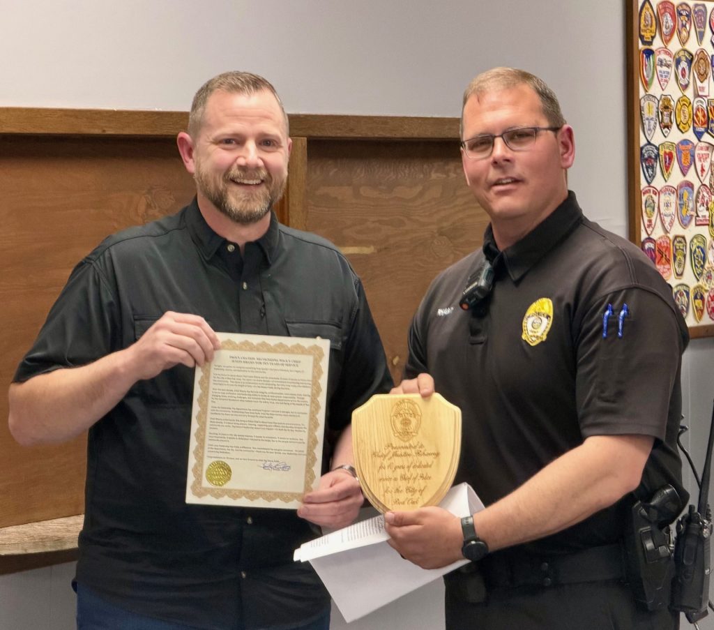 Red Oak Police Chief, Justin Rhamy recognized for 10 years of service