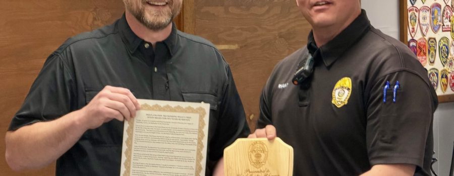 Red Oak Police Chief, Justin Rhamy recognized for 10 years of service