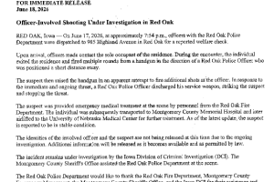 Officer Involved Shooting Under Investigation in Red Oak