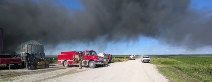 Area Fire Crews Respond to Large Building Fire Near Griswold