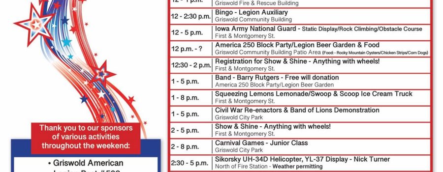 144th Old Soldiers Reunion in Griswold July 10-12