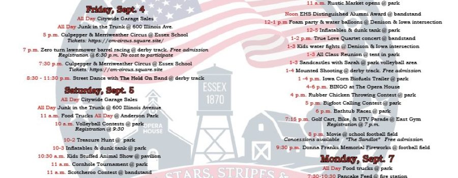 Essex Labor Day Celebration returns Sept. 4–7 with circus, bull riding, derby and fireworks
