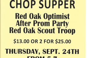 The Bill Jones Annual Pork Chop Supper Thursday September 24 in Red Oak