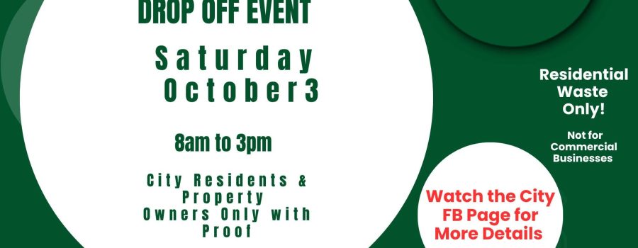 Red Oak CITYWIDE CLEANUP Saturday, Oct. 3, from 8 a.m. to 3 p.m. at the Montgomery County Fairgrounds