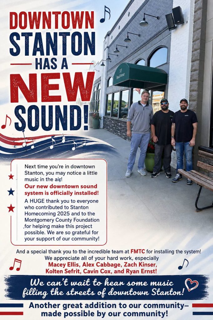 The sound system project in Stanton discussed over the past year is complete