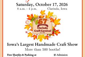 67th Annual Clarinda Craft Carnival October 17, 2026