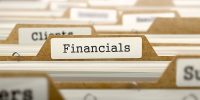 Financials Concept with Word on Folder. Financials Concept. Word on Folder Register of Card Index. Selective Focus.